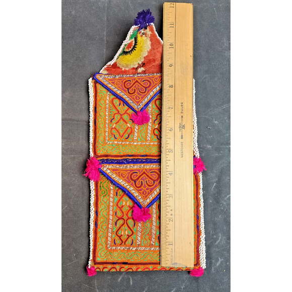 Kuchi Embroidered Pouch Wallet Central Asian Handmade Beaded Pink Tassels - Picture 2 of 8